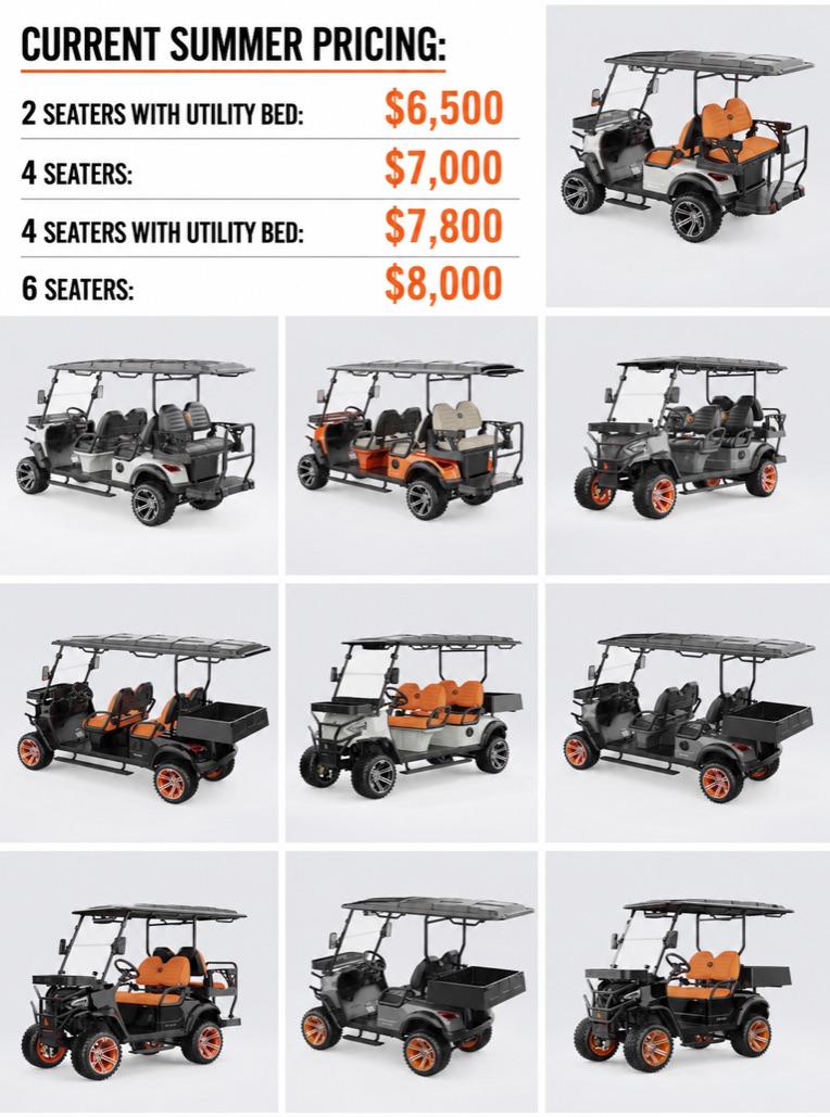 Current summer pricing flyer for Wolverine golf carts